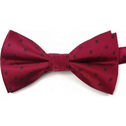 Bordowa Męska Mucha - VERNON - w Czarne Kwadraciki MUVRN0074. Czerwone muszki męskie Vernon, w paski, eleganckie. Za 29,00 zł.