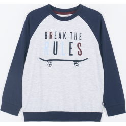 Koszulka. Szare t-shirty chłopięce BREAK THE RULES, z aplikacjami, z długim rękawem. Za 49,90 zł.