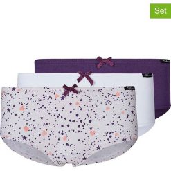 Pełne figi (3 pary) w kolorze białym i fioletowym. Białe majtki dziewczęce Skiny Girls. W wyprzedaży za 45,95 zł.