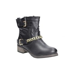 Botki Casu Workery z klamrami CD1404. Czarne botki damskie na zamek Casu. Za 79,99 zł.