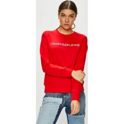 Calvin Klein Jeans - Bluza. Różowe bluzy damskie Calvin Klein Jeans, s, z nadrukiem, z bawełny, bez rękawów, bez kaptura. W wyprzedaży za 279,90 zł.