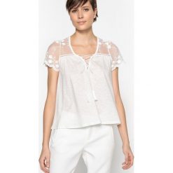 T-shirty damskie: Gładki T-shirt z dekoltem w kształcie litery V i krótkim rękawem