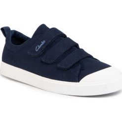 Tenisówki CLARKS - City Vibe K 261491147 Navy Canvas. Niebieskie trampki chłopięce Clarks, bez wzorów, z gumy, na rzepy. Za 139,00 zł.