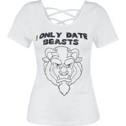Piękna i Bestia I Only Date Beasts Koszulka damska biały. Białe bluzki damskie Piękna i Bestia, xxl, z nadrukiem, bez kołnierzyka, bez rękawów. Za 36,90 zł.