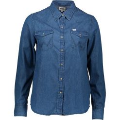 Bluzka w kolorze granatowym. Niebieskie bluzki damskie Wrangler, l, bez wzorów, z bawełny, z klasycznym kołnierzykiem, bez rękawów. W wyprzedaży za 114,95 zł.