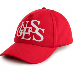 Czapka z daszkiem GUESS - AW8044 COT01 RED. Czerwone czapki z daszkiem męskie Guess, z aplikacjami, z bawełny. Za 189,00 zł.