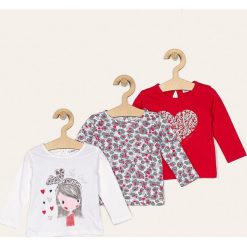 Blukids - Longsleeve dziecięcy 68-98 cm (3-pack). Czerwone bluzki dziewczęce Blukids, z nadrukiem, z bawełny, z okrągłym kołnierzem, z długim rękawem, długie, bez kaptura. Za 59,90 zł.