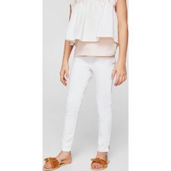 Mango Kids - Spodnie dziecięce Poly2 110-164 cm. Szare rurki dziewczęce marki Mango Kids, z bawełny. W wyprzedaży za 49,90 zł.