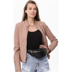 Różowa Ramoneska Vivification. Różowe kurtki damskie Born2be, s, bez wzorów, bez kaptura. Za 189,99 zł.