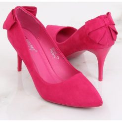 Czółenka na szpilce z kokardką fuksjowe NF-46 FUCHSIA. Różowe czółenka damskie z zamszu. Za 65,42 zł.