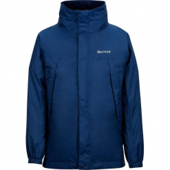 Kurtka funkcyjna "PreCip" w kolorze granatowym. Niebieskie kurtki chłopięce Marmot Kids, z materiału. W wyprzedaży za 152,95 zł.