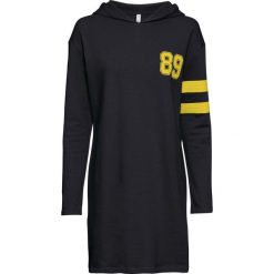 Długa bluza bonprix czarno-żółty cytrynowy. Czarne bluzy damskie bonprix, bez wzorów, z długim rękawem, długie, bez kaptura. Za 79,99 zł.