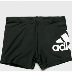 Adidas Performance - Kąpielówki dziecięce 104-176 cm. Czarne kąpielówki chłopięce adidas Performance, bez wzorów, z elastanu. W wyprzedaży za 49,90 zł.