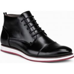 Półbuty męskie T326 - czarne. Czarne buty sportowe męskie Ombre Clothing, z tkaniny, na sznurówki. Za 129,00 zł.