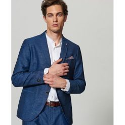 Marynarki męskie: Marynarka garniturowa z lnem slim fit – Granatowy