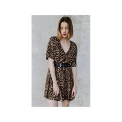 LEOPARD DRESS. Pomarańczowe sukienki damskie The Hive, s, bez wzorów, z dekoltem w serek, z krótkim rękawem, krótkie, mini. Za 149,00 zł.