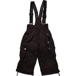 Spodnie narciarskie w kolorze ciemnobrązowym. Pomarańczowe spodnie chłopięce narciarskie Peak Mountain Kids, z haftami. W wyprzedaży za 119,95 zł.