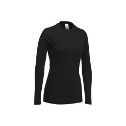 Koszulka narciarska SIMPLE WARM damska. Czarne koszulki damskie WED'ZE, xl, bez wzorów, z poliesteru, bez kołnierzyka. Za 24,99 zł.
