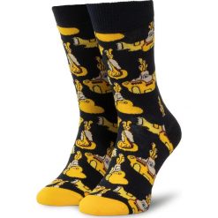 Skarpety Wysokie Unisex HAPPY SOCKS - BEA01-6000 Granatowy Żółty. Żółte skarpetki damskie Happy Socks, bez wzorów, z elastanu. Za 39,90 zł.