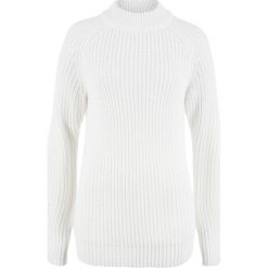 Swetry damskie: Sweter ze stójką bonprix biel wełny