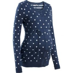 Sweter ciążowy rozpinany w kropki bonprix ciemnoniebiesko-biały w kropki. Niebieskie kardigany damskie bonprix. Za 109,99 zł.