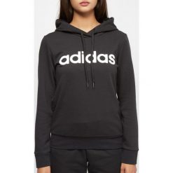 Bluza damska z kapturem adidas czarno-białe. Czarne bluzy damskie Adidas, s, bez wzorów, z bawełny, bez rękawów, z kapturem. Za 179,90 zł.
