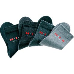 Skarpety H.I.S (4 pary) bonprix czarny + antracytowy melanż + szary melanż + szary. Czarne skarpetki męskie marki bonprix, melanż, z bawełny. Za 29,96 zł.