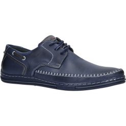 Niebieskie półbuty skórzane sznurowane Casu J-44/BLU/140. Niebieskie półbuty sznurowane męskie marki Casu. Za 159,99 zł.