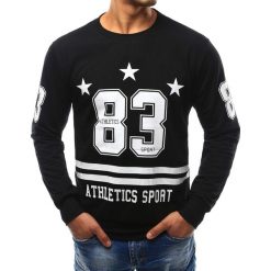 Bluzy męskie: Bluza męska z nadrukiem czarna (bx2368)