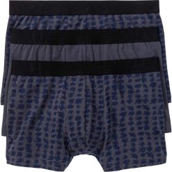 Bokserki (3 pary) bonprix niebiesko-czarny z nadrukiem + niebieski gładki. Niebieskie bokserki męskie bonprix, z nadrukiem. Za 38,97 zł.