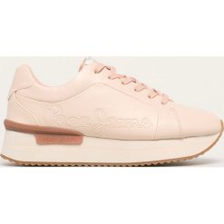 Pepe Jeans - Buty Rusper Logo. Białe buty sportowe damskie Pepe Jeans, bez wzorów, z jeansu, sportowe. W wyprzedaży za 279,90 zł.