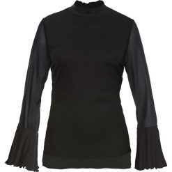 Tunika bonprix czarny. Czarne tuniki damskie marki bonprix, w kwiaty, ze stójką, bez rękawów. Za 44,99 zł.