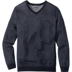 Swetry męskie: Sweter z dekoltem w serek Regular Fit bonprix ciemnoniebieski melanż