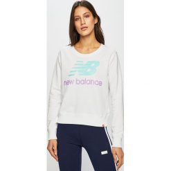 New Balance - Bluza. Białe bluzy damskie New Balance, s, z nadrukiem, z elastanu, bez rękawów, bez kaptura. W wyprzedaży za 169,90 zł.