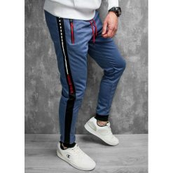 Spodnie męskie dresowe niebieskie Recea. Niebieskie spodnie męskie Recea, na co dzień, xl, bez wzorów, z bawełny, sportowe. Za 44,99 zł.