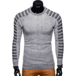 SWETER MĘSKI E138 - SZARY. Czarne swetry klasyczne męskie marki Inny, m, z bawełny. Za 39,00 zł.