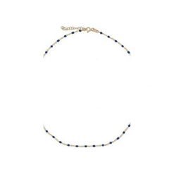 SREBRNY POZŁACANY NASZYJNIK CHOKER Z GRANATOWĄ EMA. Szare naszyjniki damskie Atdiament, srebrne. Za 109,00 zł.