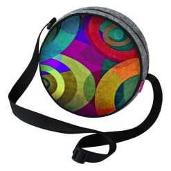 Torebka "Twist" w kolorze szarym ze wzorem - Ø 20 cm. Szare torebki klasyczne damskie Bertoni, w paski, z materiału. W wyprzedaży za 57,95 zł.