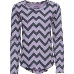 Shirt bawełniany z nadrukiem, długi rękaw bonprix dymny fioletowy - niebieski. Fioletowe koszulki damskie marki bonprix, z nadrukiem, z bawełny, z okrągłym kołnierzem. Za 21,99 zł.