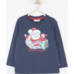 Koszulka. Szare t-shirty chłopięce marki Merry Christmas, z nadrukiem, z elastanu, z długim rękawem. Za 14,90 zł.