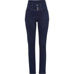 Dżinsy SKINNY bonprix ciemny denim. Niebieskie jeansy damskie bonprix. Za 139,99 zł.