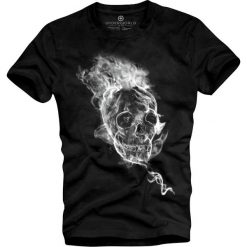 T-shirt męski UNDERWORLD smoke skull. Czarne t-shirty męskie Underworld, m, bez wzorów, z bawełny, bez kołnierzyka. Za 69,99 zł.