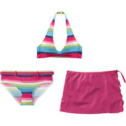 Spódniczki dziewczęce: Bikini+spódniczka dziewczęce (3 cz.) bonprix ciemnoróżowy w paski