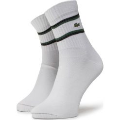 Skarpety Wysokie Męskie LACOSTE - RA5744 White/Black/Green/White. Białe skarpetki męskie Lacoste, bez wzorów, z elastanu. Za 59,00 zł.