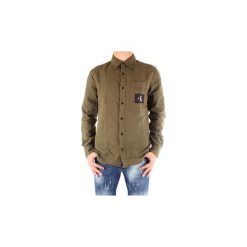 Koszule z długim rękawem Calvin Klein Jeans J30J307023. Zielone koszule męskie Calvin Klein Jeans, s, bez wzorów, z jeansu, bez kołnierzyka, z długim rękawem. Za 451,37 zł.