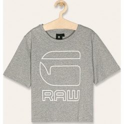 G-Star Raw - T-shirt dziecięcy 128-176 cm. Szare bluzki dziewczęce G-Star RAW, z nadrukiem, z bawełny, z okrągłym kołnierzem, z krótkim rękawem, krótkie, bez kaptura. Za 89,90 zł.
