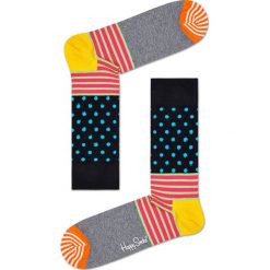 Happy Socks - Skarpetki Stripe And Dot. Czarne skarpetki damskie Happy Socks, bez wzorów. Za 39,90 zł.