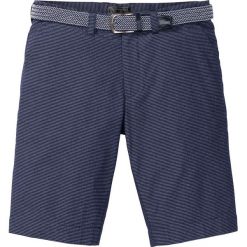 Bermudy chino z kory, z paskiem Regular Fit bonprix ciemnoniebieski w paski. Niebieskie spodenki i szorty męskie bonprix, m, w paski. Za 99,99 zł.