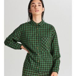 Koszula w kratkę - Zielony. Zielone koszule damskie Cropp, s, w kratkę, bez kołnierzyka, bez rękawów. Za 69,99 zł.