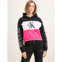 Bluza Calvin Klein Jeans Statement J20J212982. Czarne bluzy damskie Calvin Klein Jeans, s, bez wzorów, z bawełny, bez rękawów, bez kaptura. W wyprzedaży za 289,00 zł.